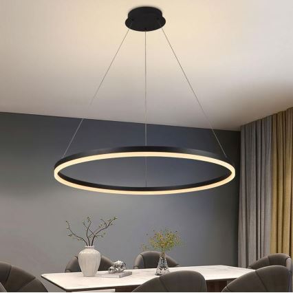 Brilagi - LED prigušiva luster na sajli CIRCLE LED/55W/230V 3000-6500K prečnik 80 cm crna + daljinski upravljač