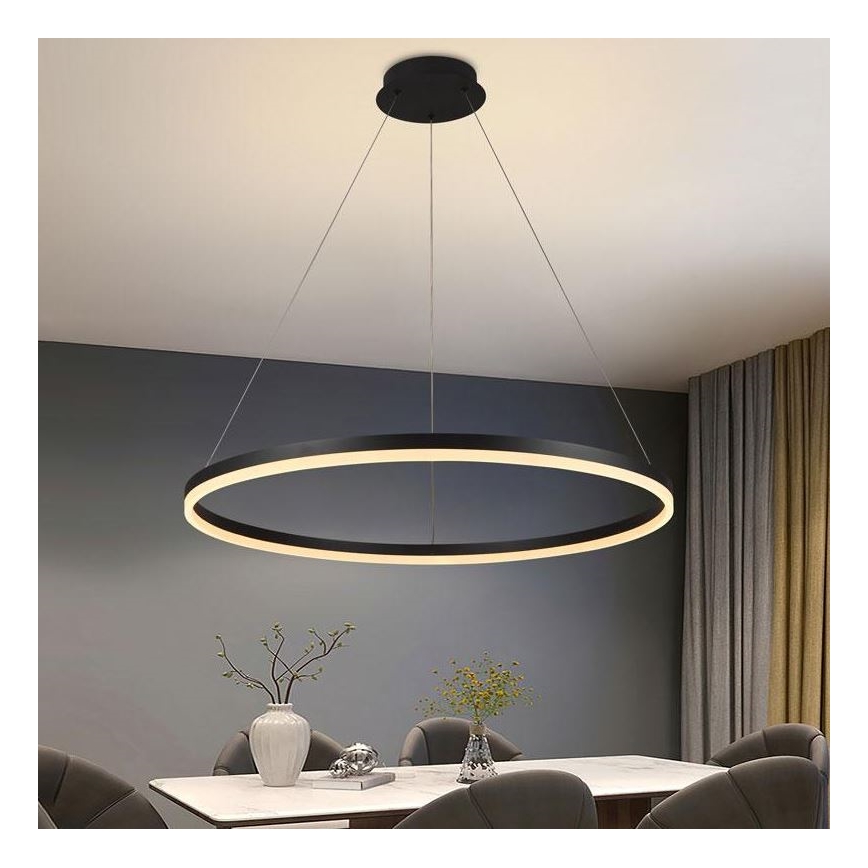 Brilagi - LED prigušiva luster na sajli CIRCLE LED/55W/230V 3000-6500K prečnik 80 cm crna + daljinski upravljač