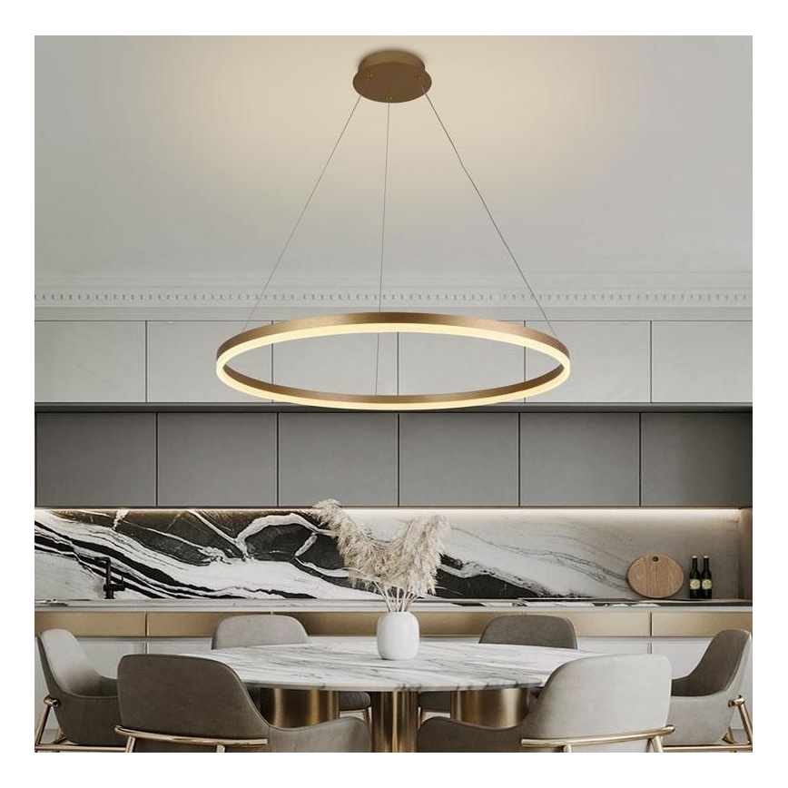 Brilagi - LED prigušiva luster na sajli CIRCLE LED/55W/230V 3000-6500K Ø 80 cm zlatna + daljinski upravljač