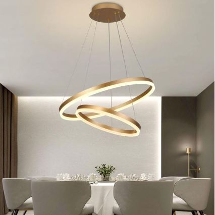 Brilagi - LED prigušiva luster na sajli CIRCLE LED/70W/230V 3000-6500K prečnika 60 cm zlatna + daljinski upravljač