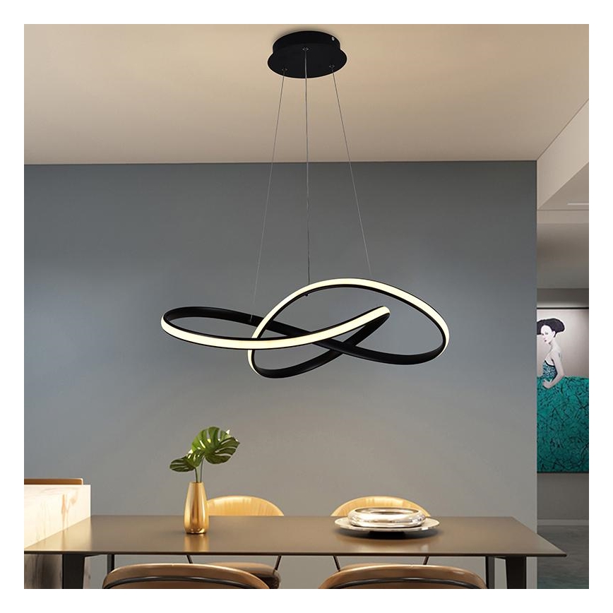 Brilagi - LED prigušiva luster na sajli COSMOWAVE LED/70W/230V crna + daljinski upravljač