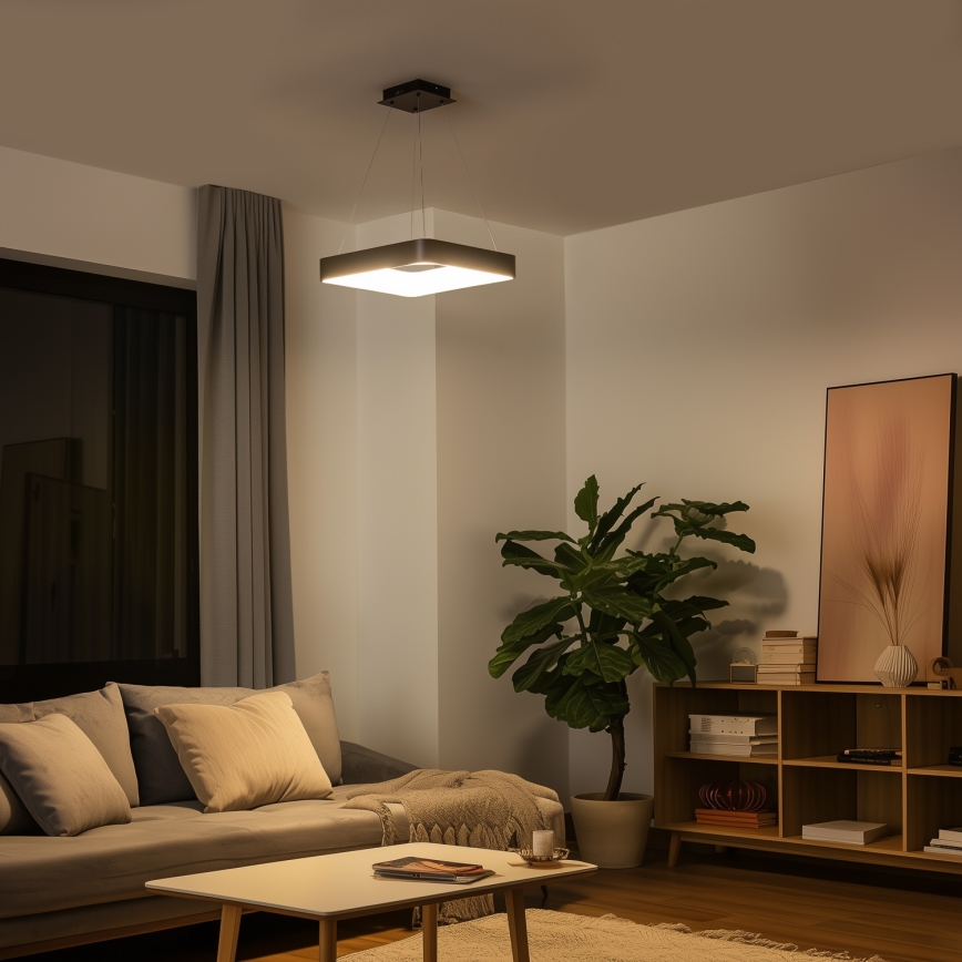 Brilagi - LED prigušiva luster na sajli FALCON II LED/80W/230V 3000-6500K 40x40 cm crna + daljinski upravljač