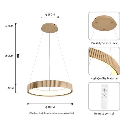 Brilagi - LED prigušiva luster na sajli FALCON MODERN LED/30W/230V 3000-6500K 40 cm bež + daljinski upravljač