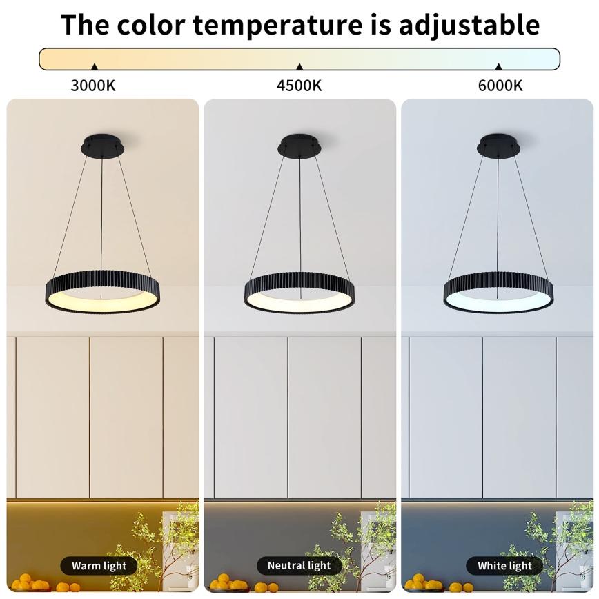 Brilagi - LED prigušiva luster na sajli FALCON MODERN LED/30W/230V 3000-6500K prečnik 40 cm crni + daljinski upravljač