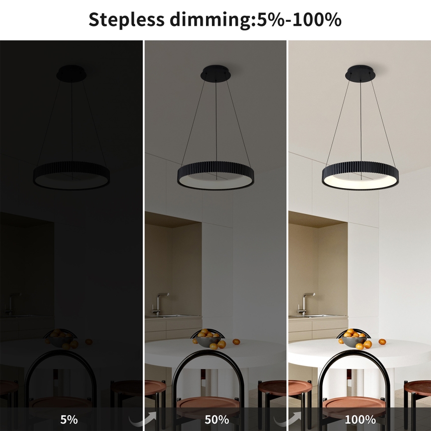 Brilagi - LED prigušiva luster na sajli FALCON MODERN LED/30W/230V 3000-6500K prečnik 40 cm crni + daljinski upravljač