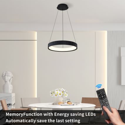 Brilagi - LED prigušiva luster na sajli FALCON MODERN LED/30W/230V 3000-6500K prečnik 40 cm crni + daljinski upravljač