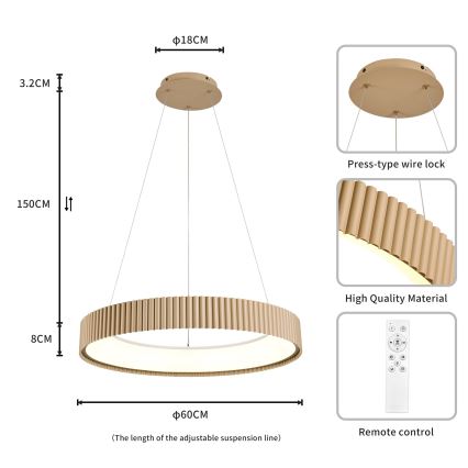 Brilagi - LED prigušiva luster na sajli FALCON MODERN LED/54W/230V 3000-6500K prečnik 60 cm bež + daljinski upravljač
