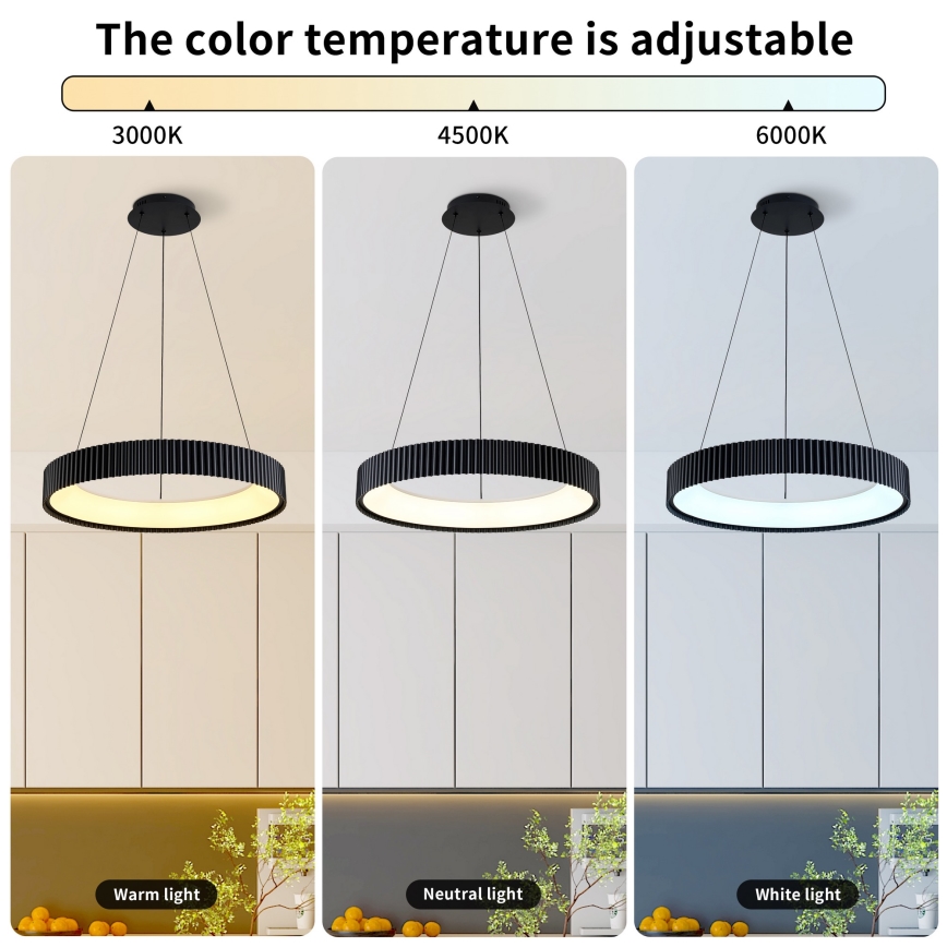 Brilagi - LED prigušiva luster na sajli FALCON MODERN LED/54W/230V 3000-6500K pr. 60 cm crna + daljinski upravljač