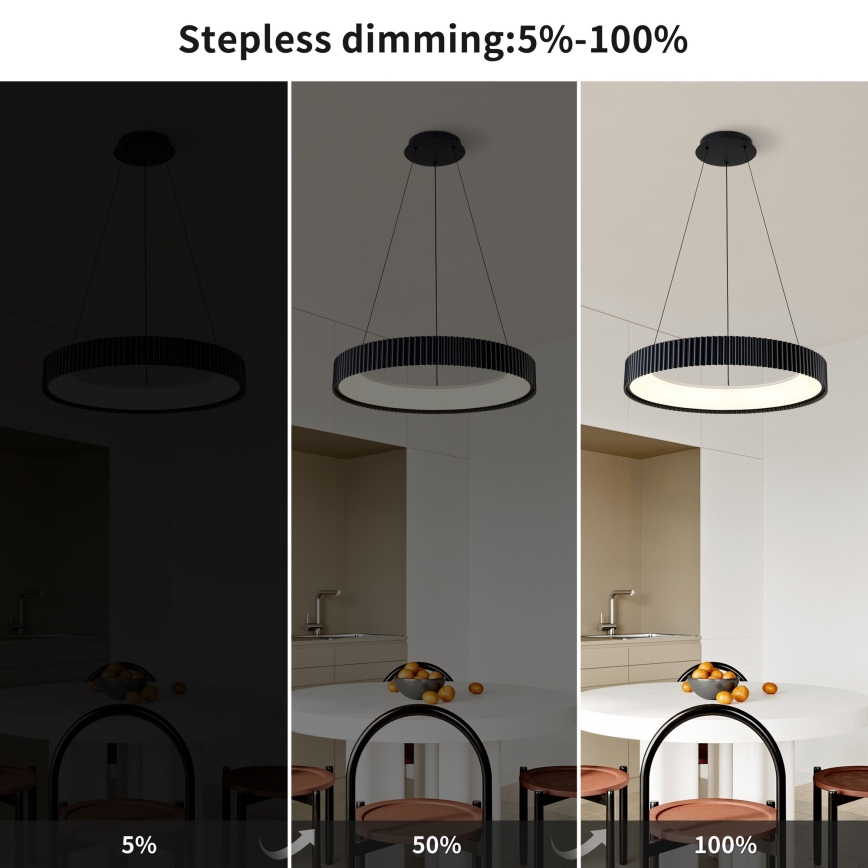 Brilagi - LED prigušiva luster na sajli FALCON MODERN LED/54W/230V 3000-6500K pr. 60 cm crna + daljinski upravljač