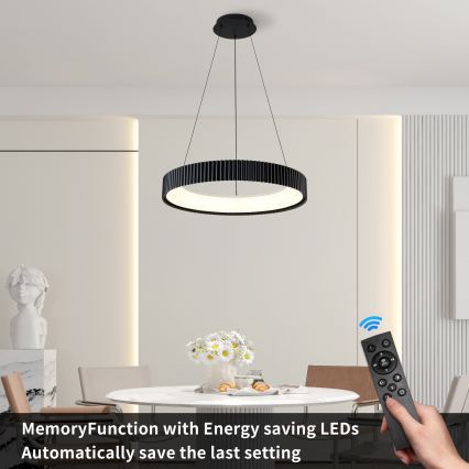 Brilagi - LED prigušiva luster na sajli FALCON MODERN LED/54W/230V 3000-6500K pr. 60 cm crna + daljinski upravljač