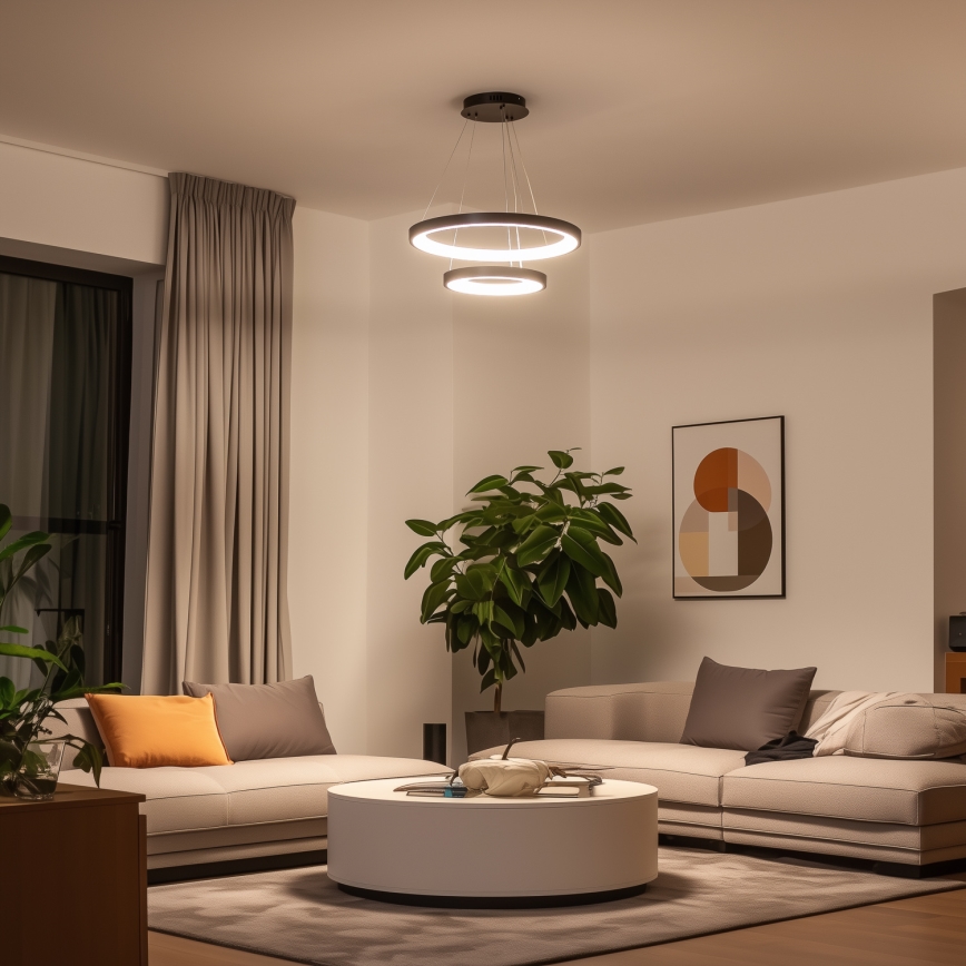 Brilagi - LED prigušiva viseći luster na sajli FALCON SLIM LED/68W/230V 3000-6500K prečnik 50 cm crna + daljinski upravljač