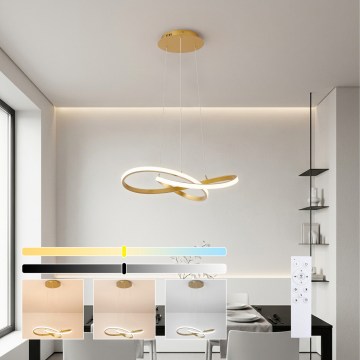 Brilagi - LED prigušiva luster na sajli INFINITY LED/55W/230V 3000-6000K 50x50 cm zlatna + daljinski upravljač