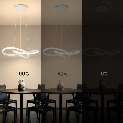 Brilagi - LED prigušiva luster na sajli INFINITY LED/55W/230V 3000-6000K 50x50 cm bela + daljinski upravljač