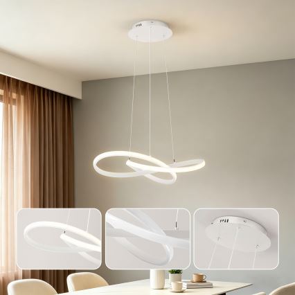Brilagi - LED prigušiva luster na sajli INFINITY LED/55W/230V 3000-6000K 50x50 cm bela + daljinski upravljač