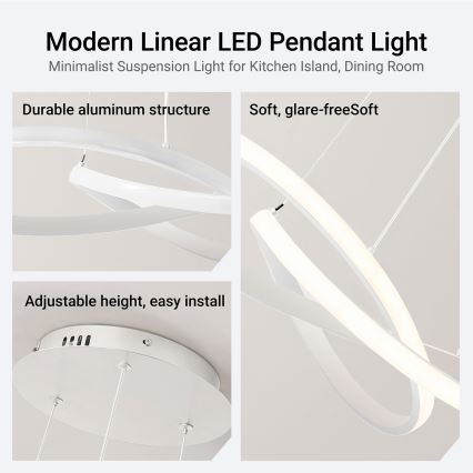 Brilagi - LED prigušiva luster na sajli INFINITY LED/55W/230V 3000-6000K 50x50 cm bela + daljinski upravljač