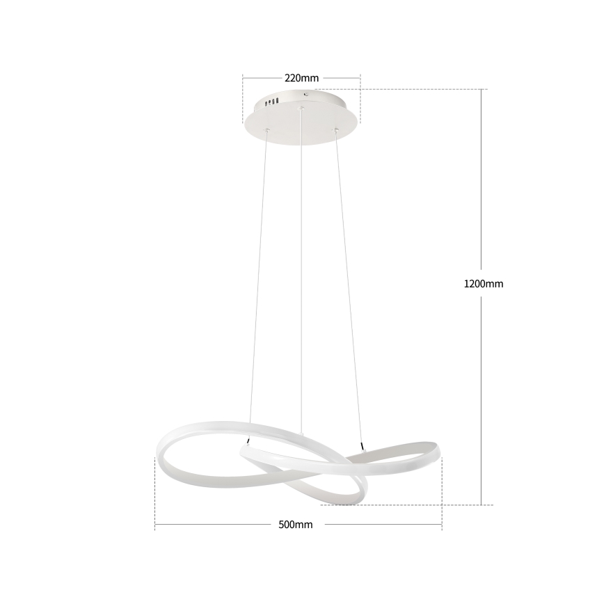 Brilagi - LED prigušiva luster na sajli INFINITY LED/55W/230V 3000-6000K 50x50 cm bela + daljinski upravljač