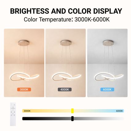 BRILAGI - LED prigušiva luster na sajli INFINITY LED/55W/230V 3000-6000K 50x50 cm bež + daljinski upravljač