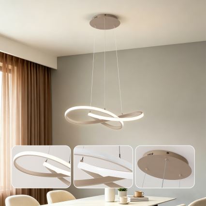 BRILAGI - LED prigušiva luster na sajli INFINITY LED/55W/230V 3000-6000K 50x50 cm bež + daljinski upravljač