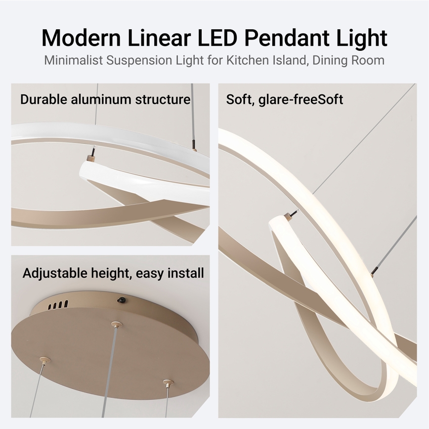 BRILAGI - LED prigušiva luster na sajli INFINITY LED/55W/230V 3000-6000K 50x50 cm bež + daljinski upravljač