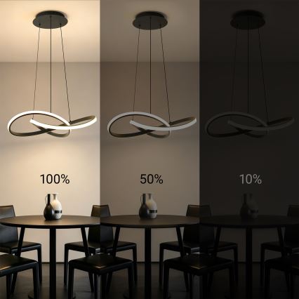 Brilagi - LED prigušiva luster na sajli INFINITY LED/55W/230V 3000-6000K 50x50 cm crna + daljinsko upravljanje
