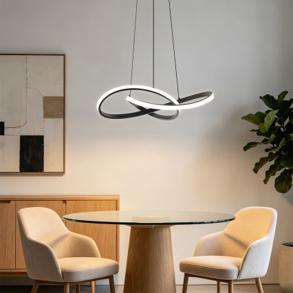 Brilagi - LED prigušiva luster na sajli INFINITY LED/55W/230V 3000-6000K 50x50 cm crna + daljinsko upravljanje