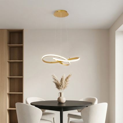 Brilagi - LED prigušiva luster na sajli INFINITY LED/55W/230V 3000-6000K 50x50 cm zlatna + daljinski upravljač