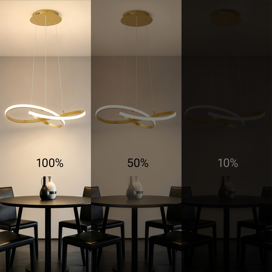 Brilagi - LED prigušiva luster na sajli INFINITY LED/55W/230V 3000-6000K 50x50 cm zlatna + daljinski upravljač