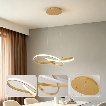 Brilagi - LED prigušiva luster na sajli INFINITY LED/55W/230V 3000-6000K 50x50 cm zlatna + daljinski upravljač