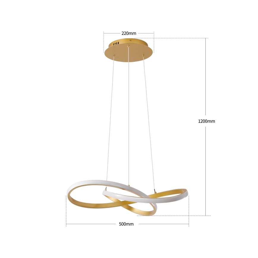 Brilagi - LED prigušiva luster na sajli INFINITY LED/55W/230V 3000-6000K 50x50 cm zlatna + daljinski upravljač