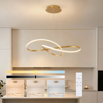 Brilagi - LED prigušiva luster na sajli INFINITY LED/80W/230V 3000-6000K 80x80 cm zlatni + daljinski upravljač