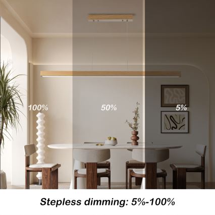 Brilagi - LED prigušiva luster na sajli OAK SMART LED/30W/230V Wi-Fi Tuya, hrast + daljinski upravljač