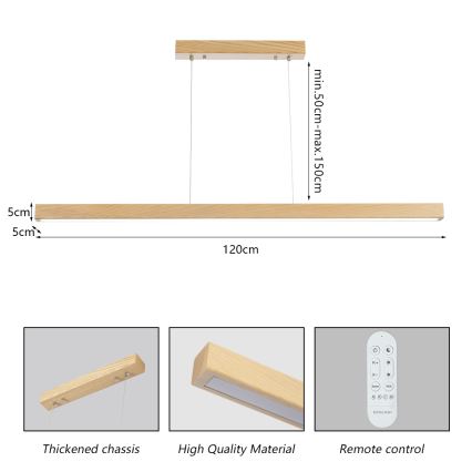 Brilagi - LED prigušiva luster na sajli OAK SMART LED/30W/230V Wi-Fi Tuya, hrast + daljinski upravljač