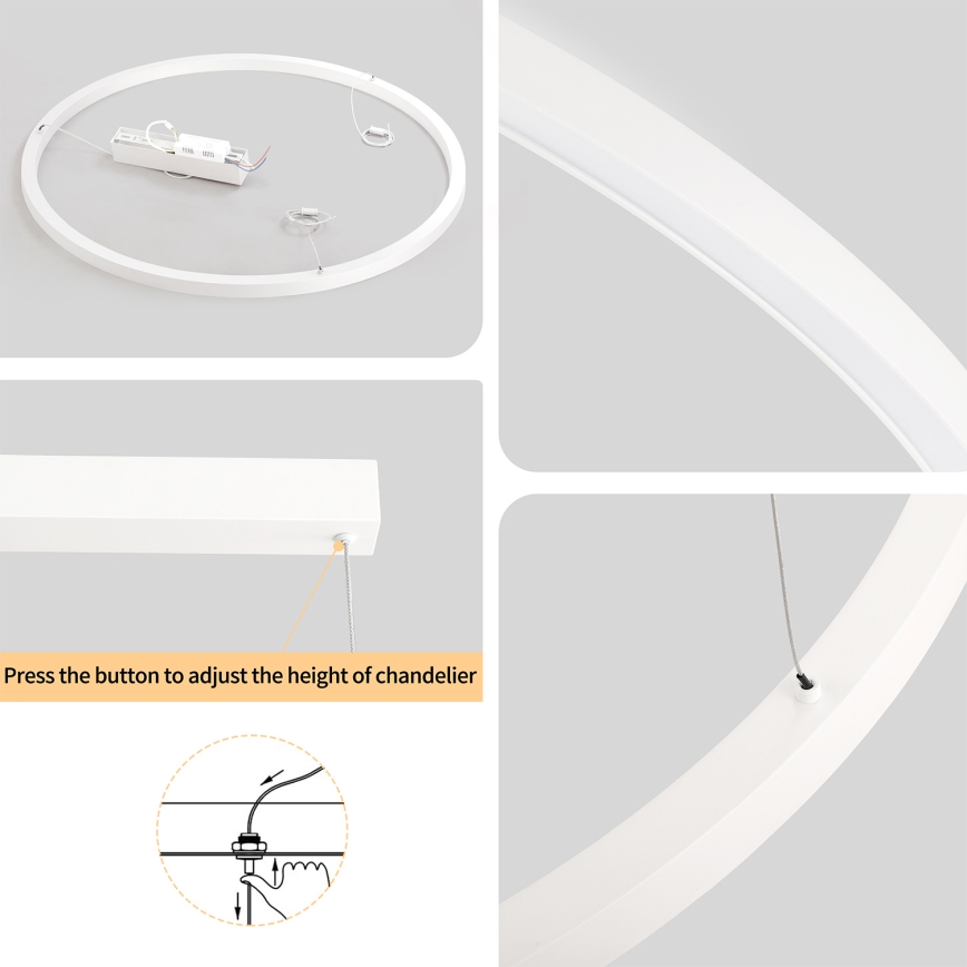 Brilagi - LED prigušiva luster na sajli PORTOFINO LED/60W/230V 3000-6000K prečnik 80 cm bela + daljinski upravljač