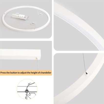 Brilagi - LED prigušiva luster na sajli PORTOFINO LED/60W/230V 3000-6000K prečnik 80 cm bela + daljinsko upravljanje