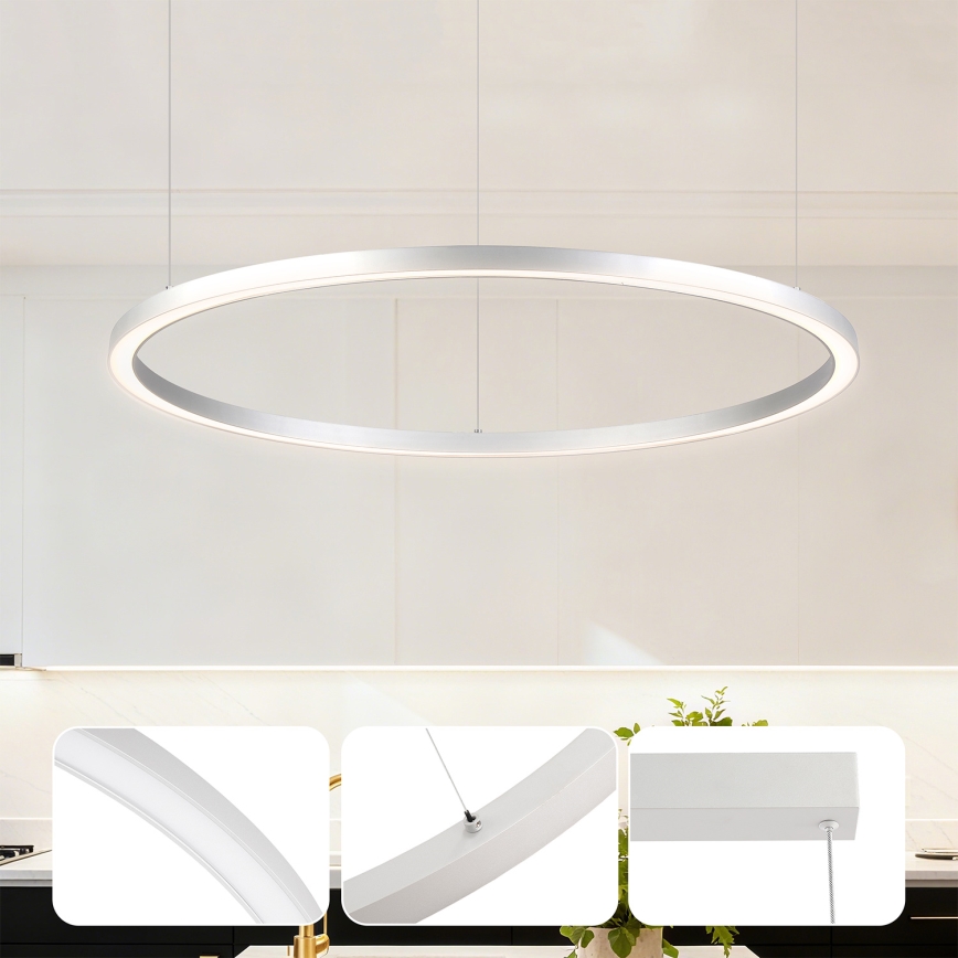 Brilagi - LED prigušiva luster na sajli PORTOFINO LED/60W/230V 3000-6000K pr. 80 cm srebrna + daljinski upravljač