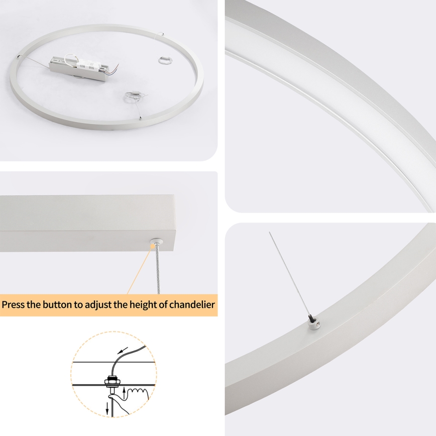 Brilagi - LED prigušiva luster na sajli PORTOFINO LED/60W/230V 3000-6000K pr. 80 cm srebrna + daljinski upravljač