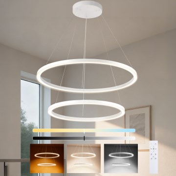 Brilagi - LED prigušiva luster na sajli PORTOFINO LED/98W/230V 3000-6000K prečnik 80 cm bela + daljinski upravljač