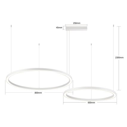 Brilagi - LED prigušiva luster na sajli PORTOFINO LED/98W/230V 3000-6000K bela + daljinsko upravljanje