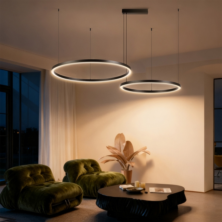 Brilagi - LED prigušiva luster na sajli PORTOFINO LED/98W/230V 3000-6000K crna + daljinski upravljač