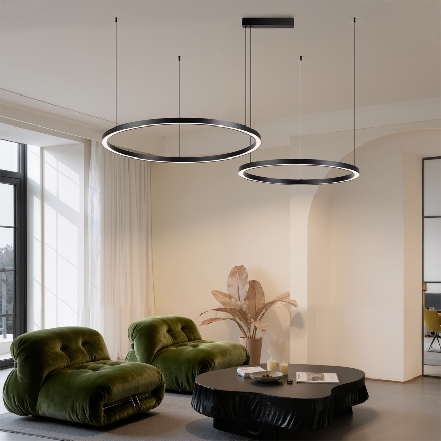 Brilagi - LED prigušiva luster na sajli PORTOFINO LED/98W/230V 3000-6000K crna + daljinski upravljač