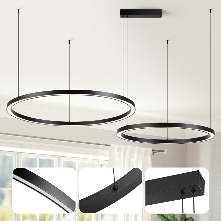Brilagi - LED prigušiva luster na sajli PORTOFINO LED/98W/230V 3000-6000K crna + daljinski upravljač