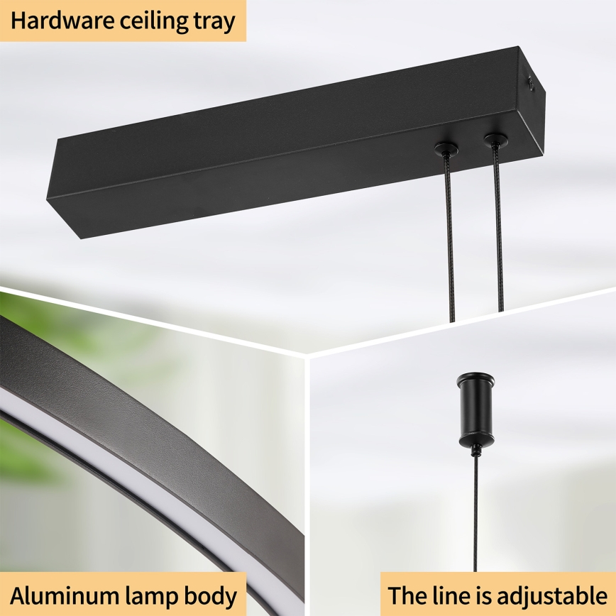 Brilagi - LED prigušiva luster na sajli PORTOFINO LED/98W/230V 3000-6000K crna + daljinski upravljač