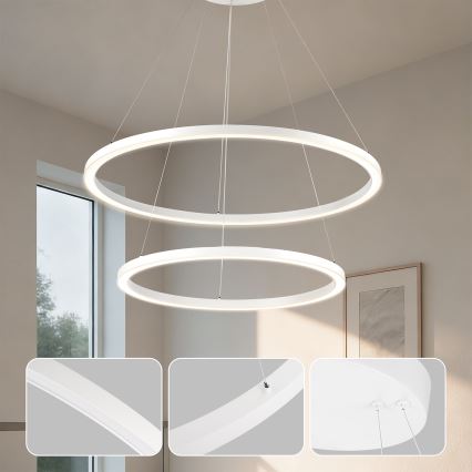 Brilagi - LED prigušiva luster na sajli PORTOFINO LED/98W/230V 3000-6000K prečnik 80 cm bela + daljinski upravljač
