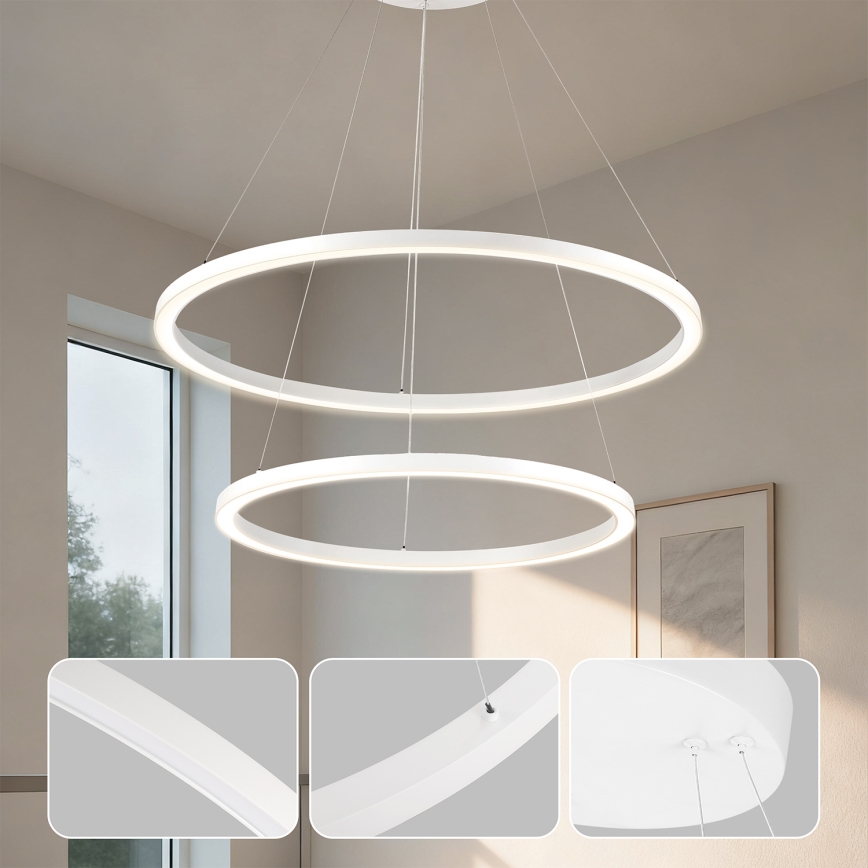 Brilagi - LED prigušiva luster na sajli PORTOFINO LED/98W/230V 3000-6000K prečnik 80 cm bela + daljinski upravljač