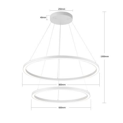 Brilagi - LED prigušiva luster na sajli PORTOFINO LED/98W/230V 3000-6000K prečnik 80 cm bela + daljinski upravljač