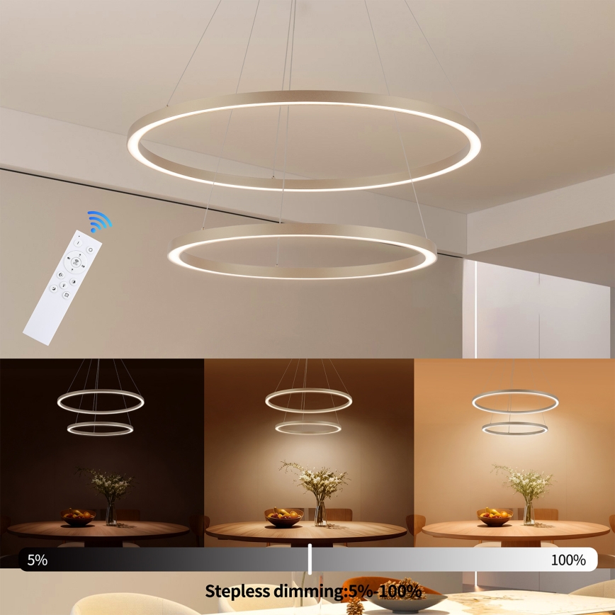 Brilagi - LED prigušiva luster na sajli PORTOFINO LED/98W/230V 3000-6000K prečnik 80 cm bež + daljinski upravljač