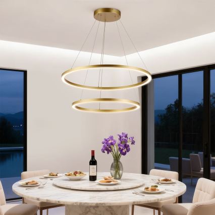 Brilagi - PORTOFINO prigušiva LED viseći luster na sajli LED/98W/230V 3000-6000K prečnik 80 cm zlatna + daljinski upravljač