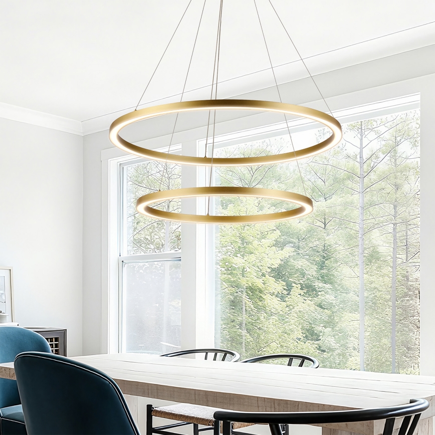 Brilagi - PORTOFINO prigušiva LED viseći luster na sajli LED/98W/230V 3000-6000K prečnik 80 cm zlatna + daljinski upravljač