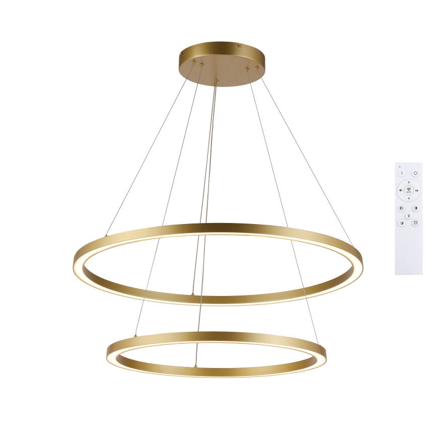 Brilagi - PORTOFINO prigušiva LED viseći luster na sajli LED/98W/230V 3000-6000K prečnik 80 cm zlatna + daljinski upravljač