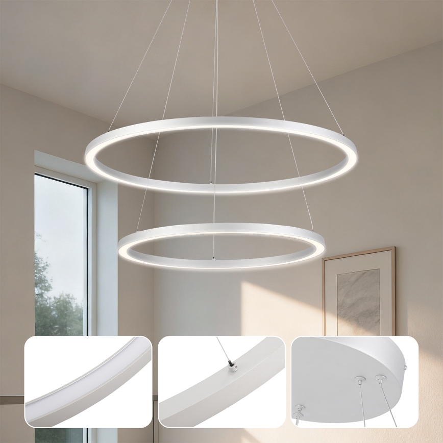 Brilagi - LED prigušiva luster na sajli PORTOFINO LED/98W/230V 3000-6000K prečnika 80 cm, srebran + daljinski upravljač